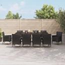 11-tlg. Garten-Essgruppe mit Kissen Schwarz Poly Rattan