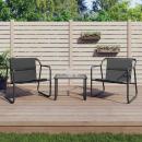 3-tlg. Garten-Lounge-Set mit Kissen Anthrazit Stahl