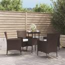 5-tlg. Garten-Bistro-Set mit Kissen Braun Poly Rattan