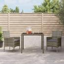 3-tlg. Garten-Essgruppe mit Kissen Grau Poly Rattan