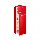 Bomann DTR 353.1 Retro Kühlschrank, 55 cm breit, 208 L, Stufenlose Temperatureinstellung, Abtauautomatik, Innenraumbeleuchtung, rot