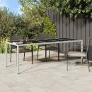 Gartentisch Weiß 250x100x75 cm Poly Rattan und Hartglas