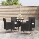 5-tlg. Garten-Bistro-Set mit Kissen Schwarz Poly Rattan