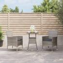 3-tlg. Garten-Bistro-Set mit Kissen Grau Poly Rattan