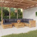 8-tlg. Garten-Lounge-Set mit Kissen Massivholz Teak