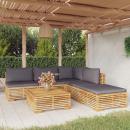 6-tlg. Garten-Lounge-Set mit Kissen Massivholz Teak