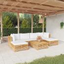 7-tlg. Garten-Lounge-Set mit Kissen Massivholz Teak