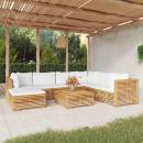 8-tlg. Garten-Lounge-Set mit Kissen Massivholz Teak