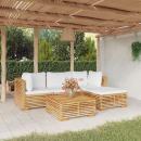 5-tlg. Garten-Lounge-Set mit Kissen Massivholz Teak