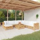 9-tlg. Garten-Lounge-Set mit Kissen Massivholz Teak