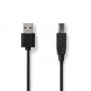 ARDEBO.de - USB-Kabel | USB 2.0 | USB-A Stecker | USB-B Stecker | 7.5 W | 480 Mbps | Vernickelt | 2.00 m | Rund | PVC | Schwarz | Aufhänger