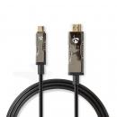 optische USB-Kabel (aktiv) | USB-C? Stecker | HDMI? Stecker | 18 Gbps | 20.0 m | Rund | PVC | Schwarz | Kartonverpackung