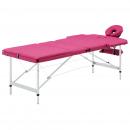 Massageliege Klappbar 3-Zonen mit Aluminiumgestell Rosa