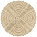 Teppich Handgefertigt Jute mit Spiralen-Design Weiß 90 cm