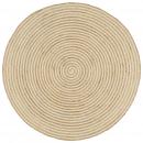 Teppich Handgefertigt Jute mit Spiralen-Design Weiß 120 cm