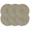 Tischsets 6 Stk. Uni Grau 38 cm Rund Jute