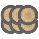 Tischsets 6 Stk. Natur und Anthrazit 38 cm Jute und Baumwolle