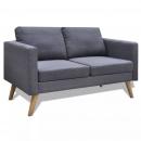 Sofa 2-Sitzer Stoff Dunkelgrau 