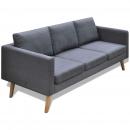 Sofa 3-Sitzer Stoff Dunkelgrau 