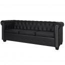 Chesterfield-Sofa 3-Sitzer Kunstleder Schwarz  