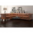 Chesterfield-Ecksofa 6-Sitzer Kunstleder Braun 