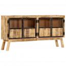 Sideboard Braun und Schwarz 160×30×80 cm Raues Mango-Massivholz