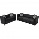 Sofa-Set Kunstleder 3-Sitzer und 2-Sitzer Schwarz 