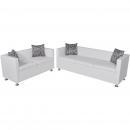 Sofa-Set Kunstleder 3-Sitzer + 2-Sitzer Weiß