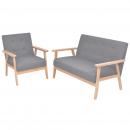 Sofa-Set 2-tlg. Stoff Hellgrau 