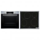 Bosch HBD635CS63 Einbau-Backofen-Set mit Glaskeramikkochfeld (HBA537BS0+PIF645BB5E), 60cm breite, 71L, AutoPilot 10, EcoClean Direct, Touch Select, Power Boost, Bräterzone, Edelstahl/Schwarz