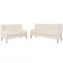 2-tlg. Sofa-Set Stoff Cremeweiß