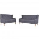 2-tlg. Sofa-Set Stoff Grau