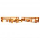 6-tlg. Garten-Lounge-Set aus Paletten Holz Honigbraun