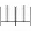 Gartenzaun mit Speerspitzen Stahl (1,75 - 2) x 3,4 m Schwarz