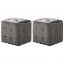 Pouf 2 Stk. Grau 30x30x30 cm Samtstoff