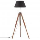 Stativlampe Honigbraun und Schwarz Teak Massivholz 141 cm