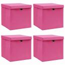 Aufbewahrungsboxen mit Deckeln 4 Stk. Rosa 32x32x32 cm Stoff