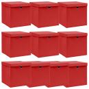 Aufbewahrungsboxen mit Deckeln 10 Stk. Rot 32x32x32 cm Stoff
