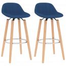 Barhocker 2 Stk. Blau Stoff