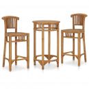 3-tlg. Gartenbar-Set Teak Massivholz 