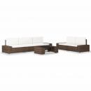 6-tlg. Garten-Lounge-Set Poly Rattan Braun