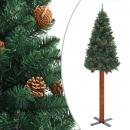 Weihnachtsbaum Schlank mit Echtholz und Zapfen Grün 150 cm PVC