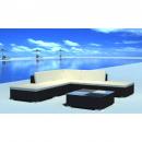 6-tlg. Garten-Lounge-Set mit Auflagen Poly Rattan Schwarz