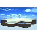 8-tlg. Garten-Lounge-Set mit Auflagen Poly Rattan Braun