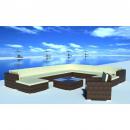 12-tlg. Garten-Lounge-Set mit Auflagen Poly Rattan Braun