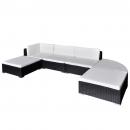 6-tlg. Garten-Lounge-Set mit Auflagen Poly Rattan Schwarz