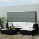 5-tlg. Garten-Lounge-Set mit Auflagen Poly Rattan Schwarz