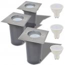 LED-Bodeneinbaustrahler 3 Stk. Outdoor Quadratisch