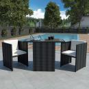 3-tlg. Bistro-Set mit Auflagen Poly Rattan Schwarz