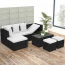 4-tlg. Garten-Lounge-Set mit Auflagen Poly Rattan Schwarz